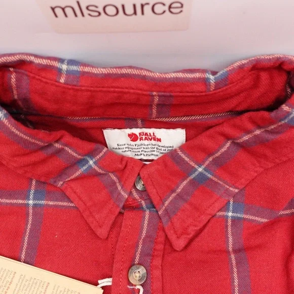 NEW Fjallraven Comfort Ovik Plaid Flannel Shirt 84132-345-560 Red/Navy - Picture 5 of 13